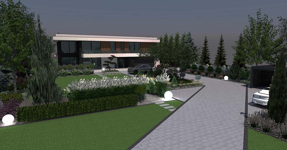 Projekt radomskiego ogrodu - noc